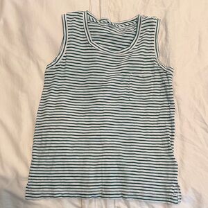 Madewell Teal and White Striped Top